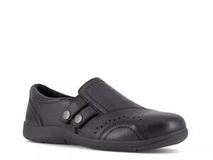 Rockport Womens Daisey Work Slip-On Shoe US 5.5 Wide Black Leather Alloy Toe NIB